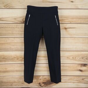 Studio 253 Pants Womens‎ M Black Rayon Mid Rise Stretch Zipper Accent Skinny Leg